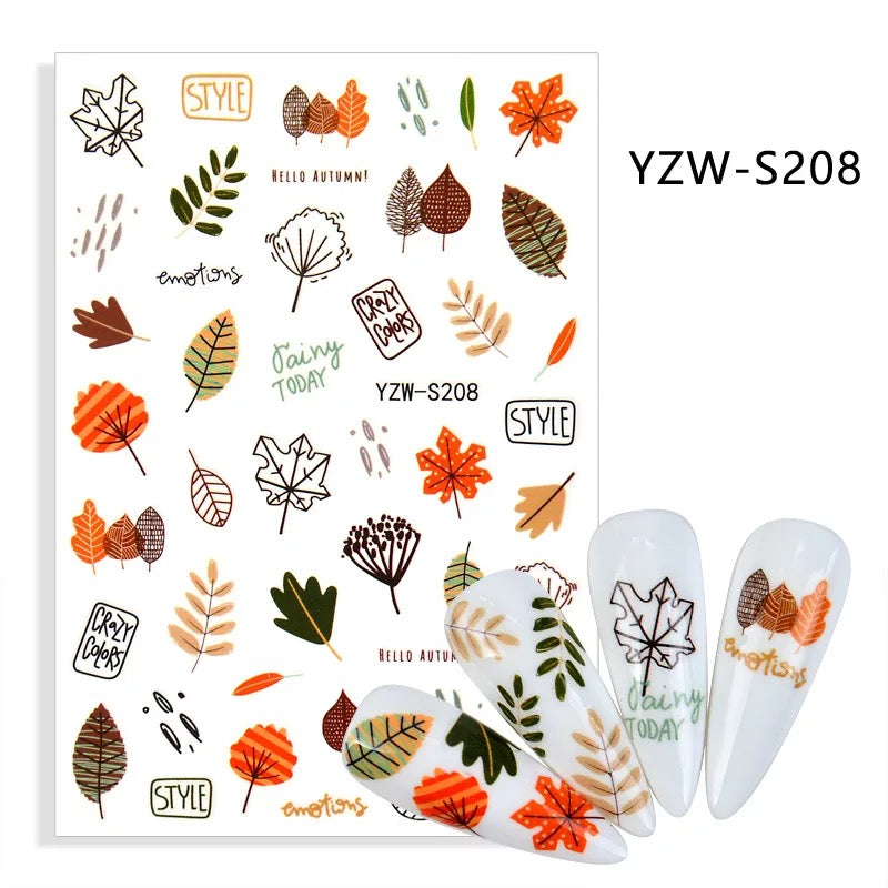 Nail Sticker Hello Autumn Leaf YZWS208 Premier Nail Supply