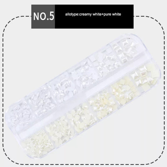 Rhinestones Mix Style Pearls Creamy White MSPC5 Premier Nail Supply