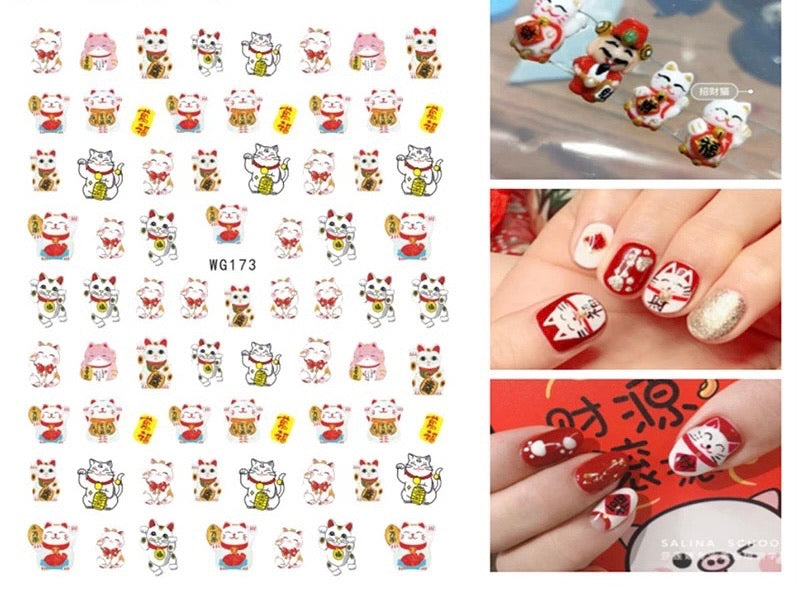 Nail Sticker Cat of Fortune -WG173 Premier Nail Supply