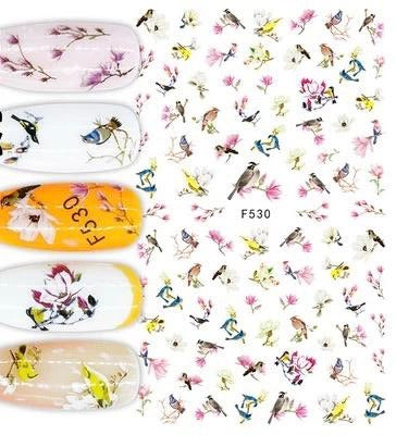 Nail Sticker Magnolia Flowers & Birds - F530 Premier Nail Supply