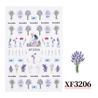 Nail Sticker Flower Lavender - XF3206 Premier Nail Supply