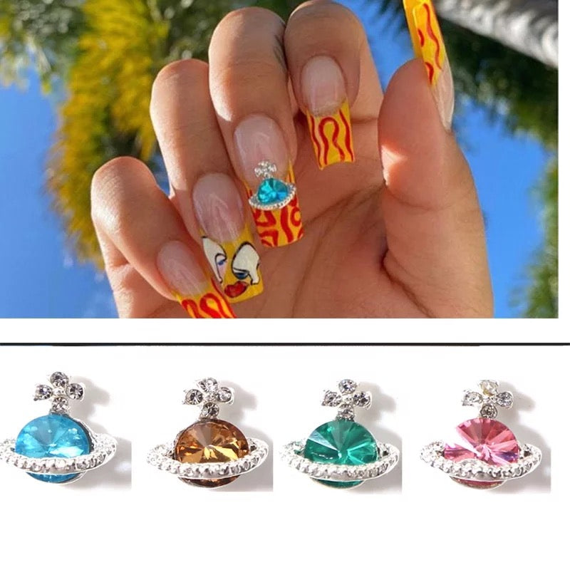 Planet 3D Rhinestone Nail Charm Decoration 6pcs Premier Nail Supply