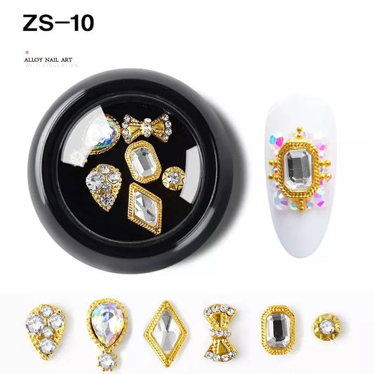 Nail Charm Alloy Luxury Diamonds Crystal 6pcs Mix ZS-10 Premier Nail Supply