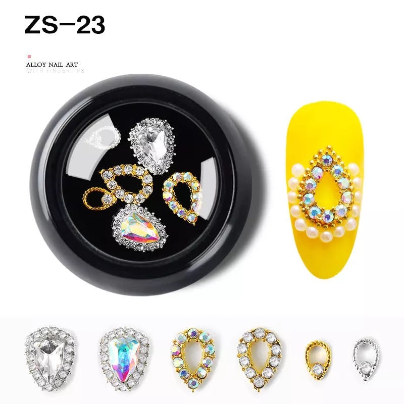 Nail Charm Alloy Luxury Diamonds Crystal 6pcs Mix ZS-23 Premier Nail Supply