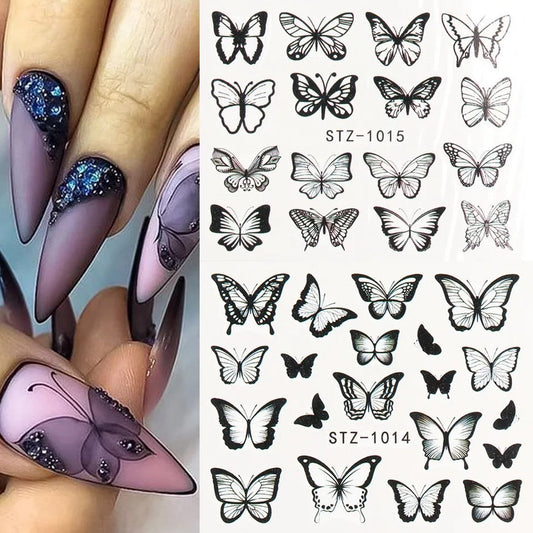Nail Sticker Black Butterfly STZ-1015 Premier Nail Supply