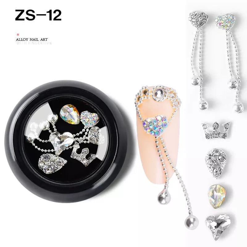 Nail Charm Alloy Luxury Diamonds Crystal 6pcs Mix ZS-12 Premier Nail Supply