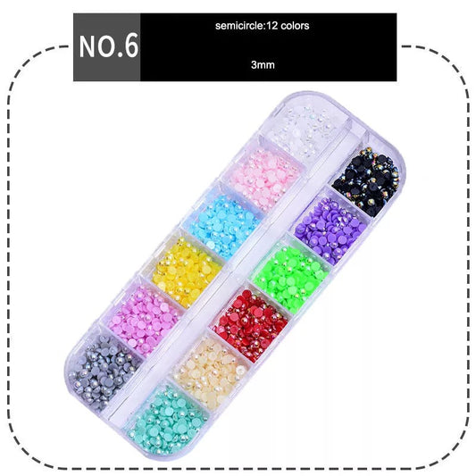 Rhinestones Half Peals 12Colors HP126 Premier Nail Supply