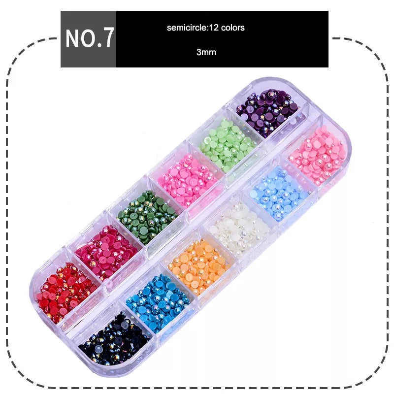 Rhinestones Half Peals 12Colors HP127 Premier Nail Supply