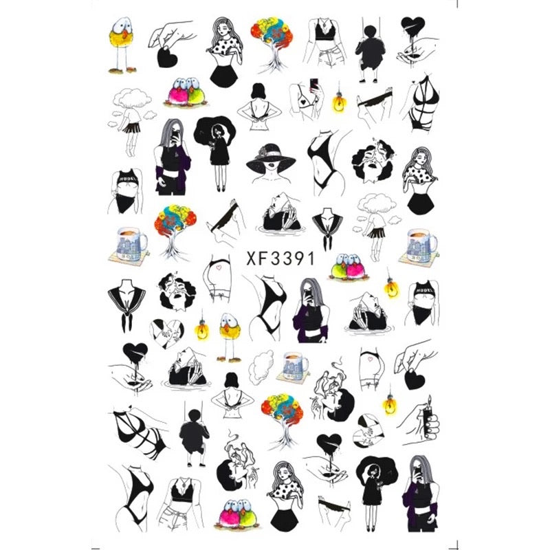 Nail Sticker Lady Summer XF3391 Premier Nail Supply