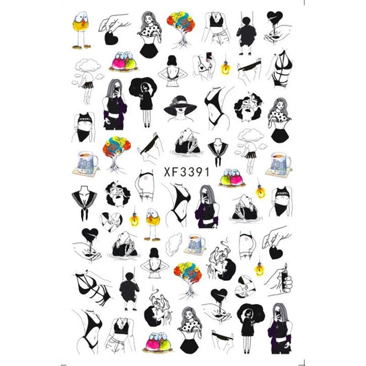 Nail Sticker Lady Summer XF3391 Premier Nail Supply