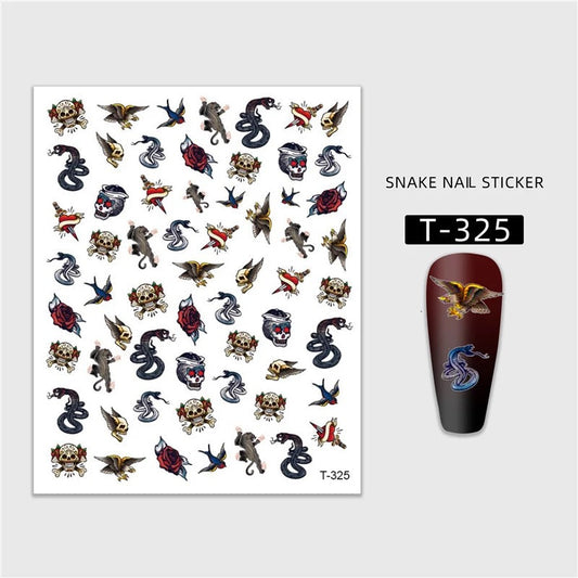 Nail Sticker Skeleton &. Snake T325 Premier Nail Supply