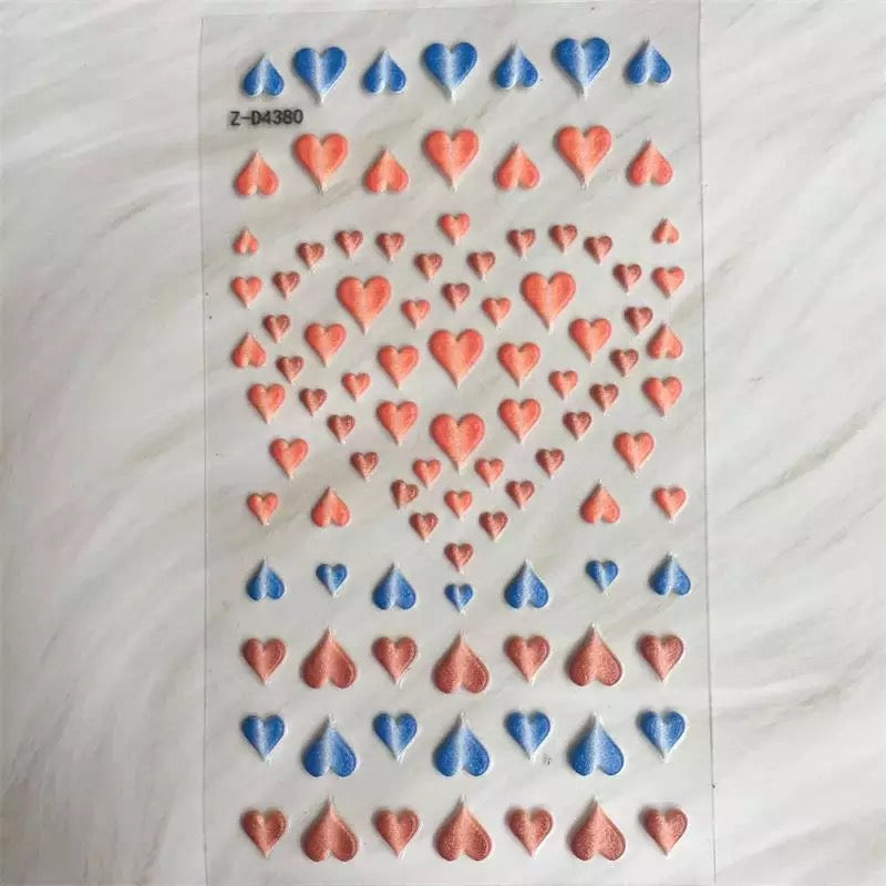 Nail Sticker Heart Red & Blue 5D - ZD4380 Premier Nail Supply