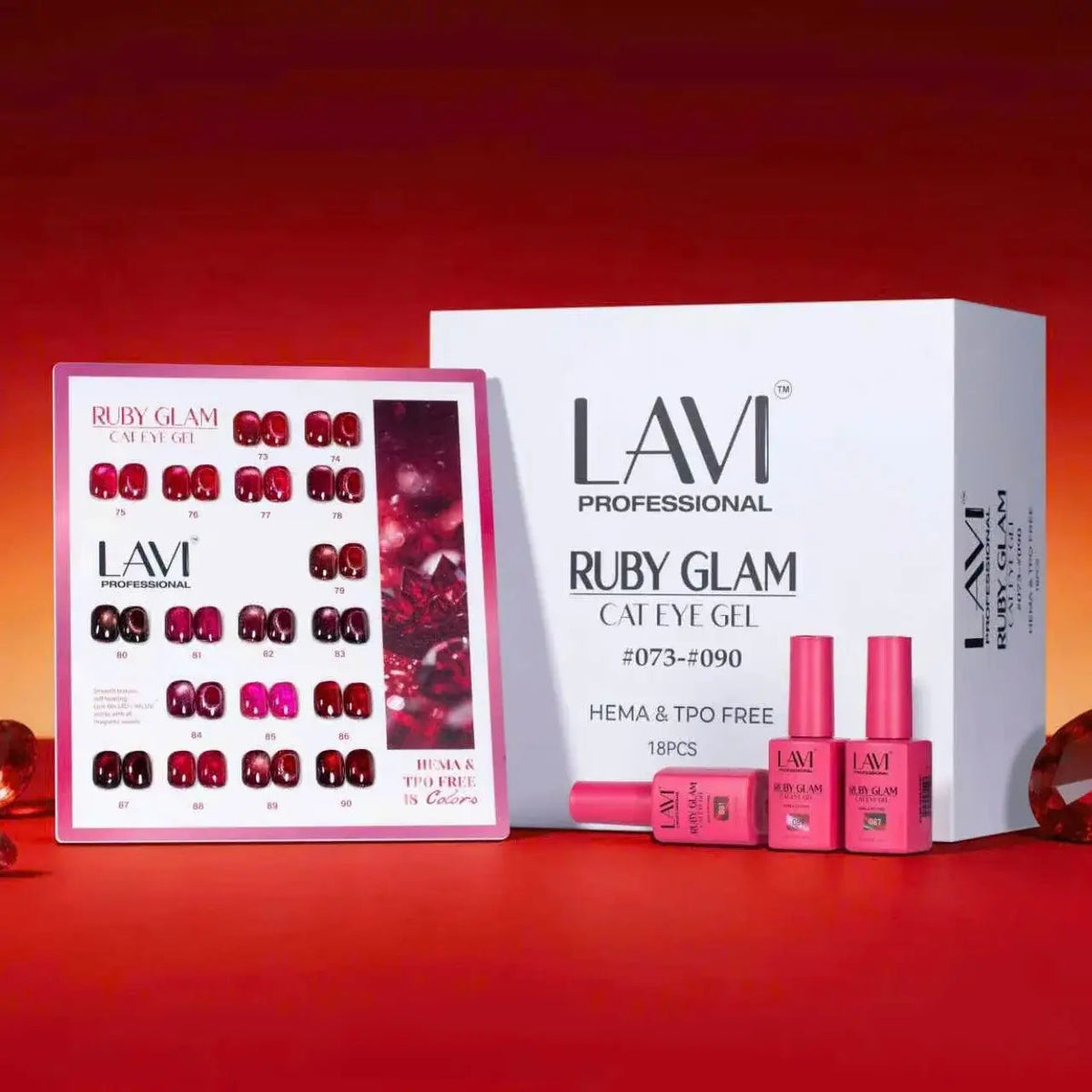 LAVI Cat Eye Gel Polish – Ruby Glam Collection (18 Colors) #073–#090 Set Lavi