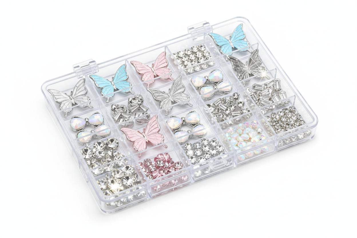 Nail Charm Butterfly, Bow Rhinestone 12Grits/Box Beyond Beauty Page