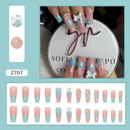 Press On Nail On Manicure Sheer Pink with White Bowl Z707 Beyond Beauty Page