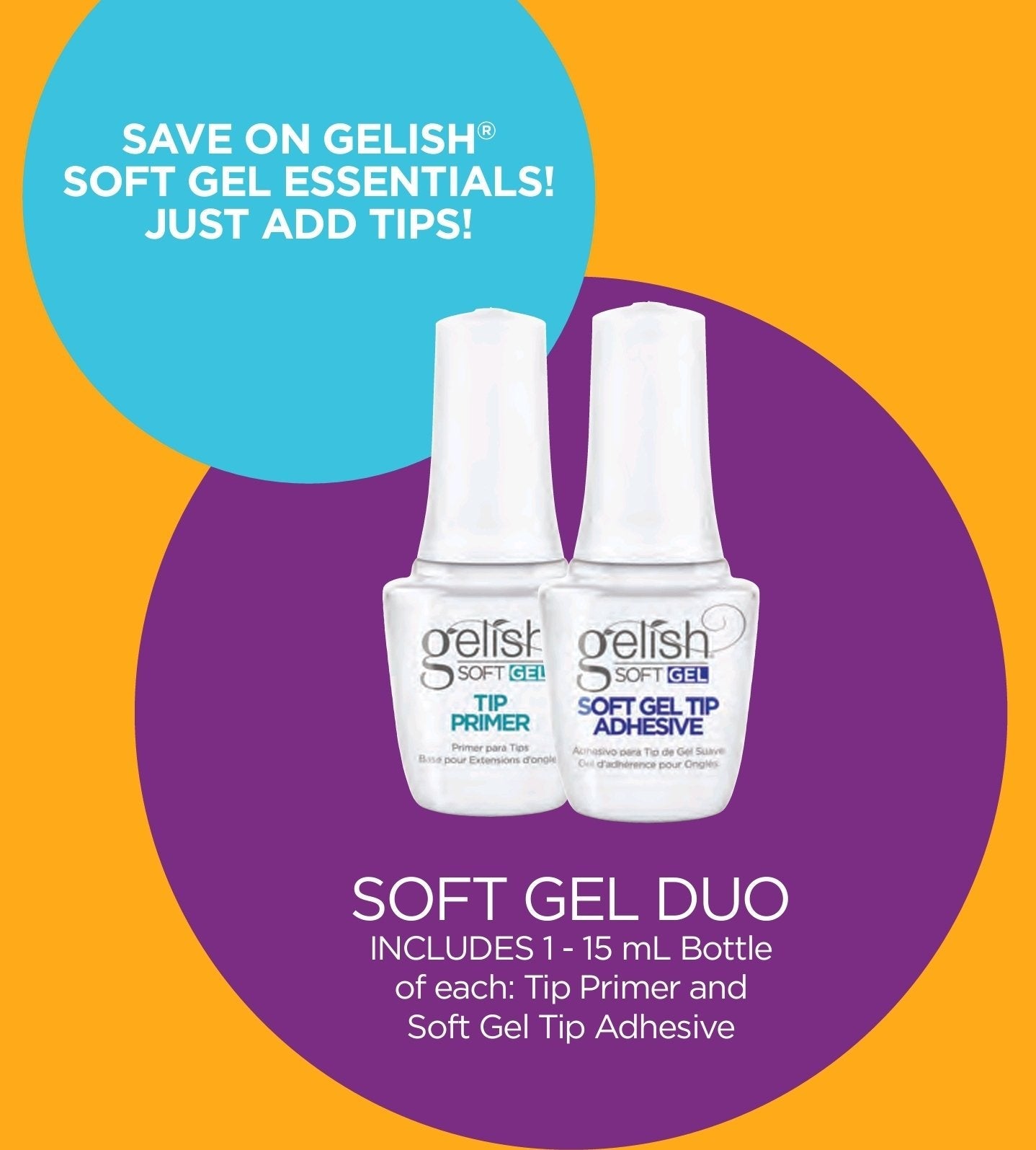 Gelish Soft Gel Duo Primer 0.5 oz & Adhesive 0.5 oz #1121802 Gelish