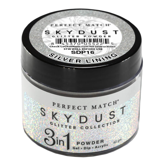 LeChat Perfect Match Sky Dust Glitter Powder - Silver Lining 1.48 oz - #SDP16 LeChat