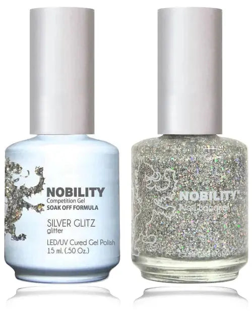 Lechat Nobility Gel Polish & Nail Lacquer - Silver Glitz 0.5 oz - #NBCS068 Nobility