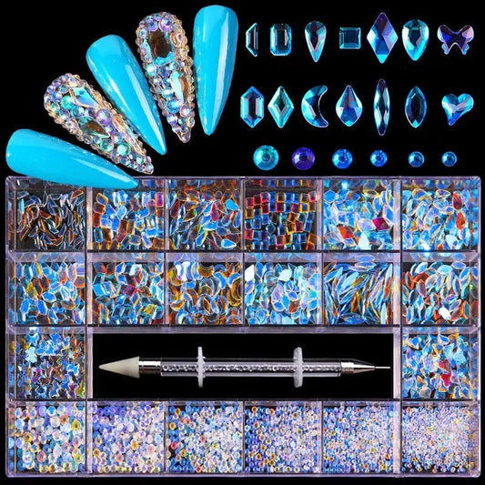 Luxury Glass Rhinestone Aunora Blue Crystal Set Box Multiple Size Beyond Beauty Page