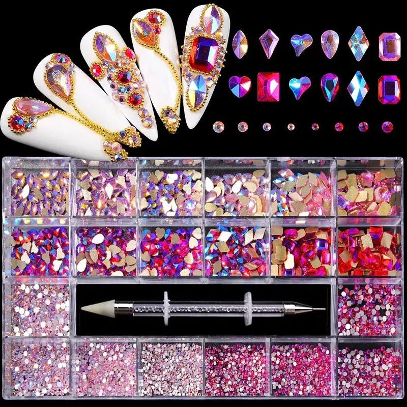 Luxury Glass Rhinestone Pink Crystal Set Box Multiple Size Beyond Beauty Page