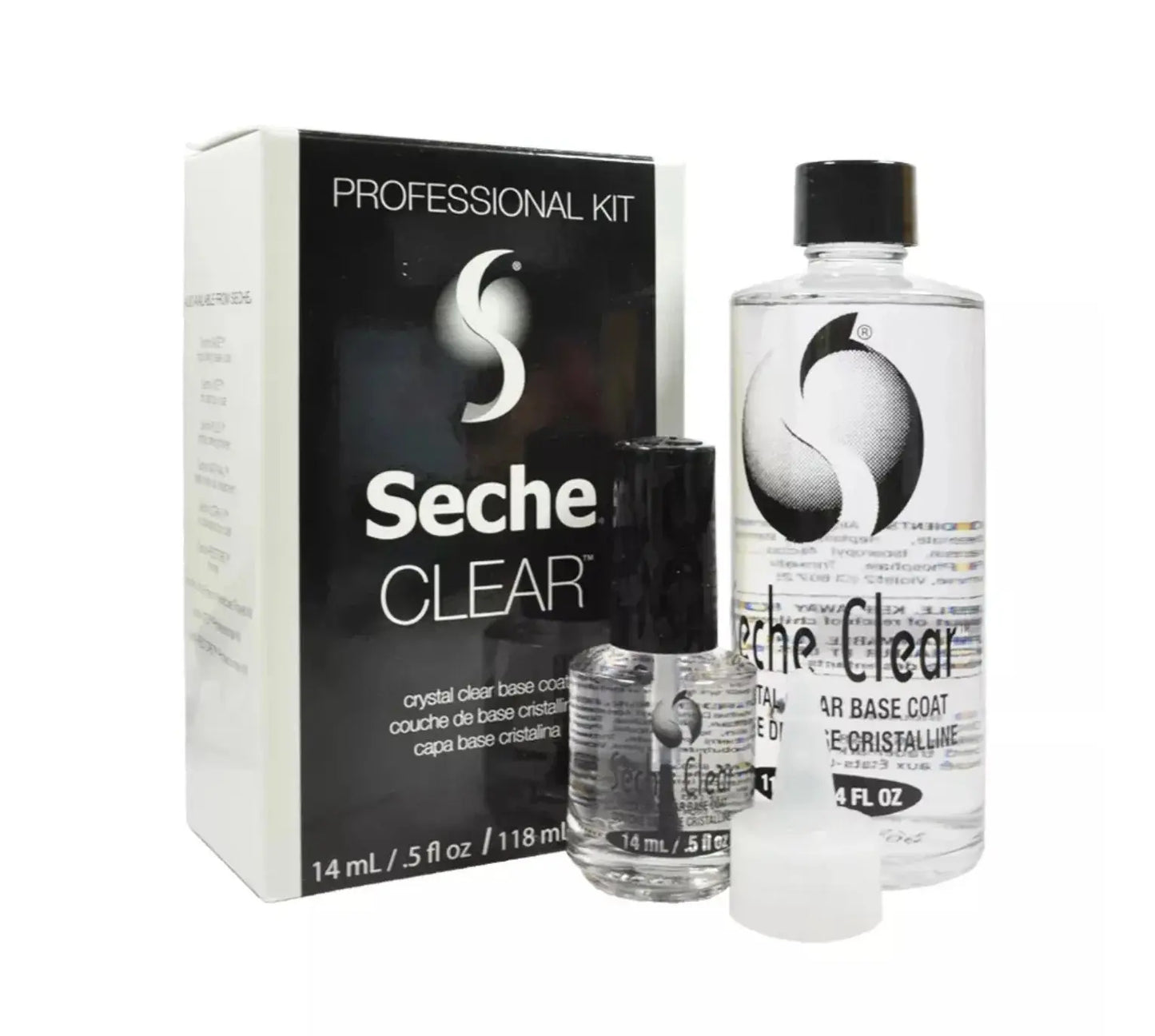 Seche Vite Crystal Clear Base Coat Refill 4 oz + Base coat 0.5 oz (Black) Seche ViTe