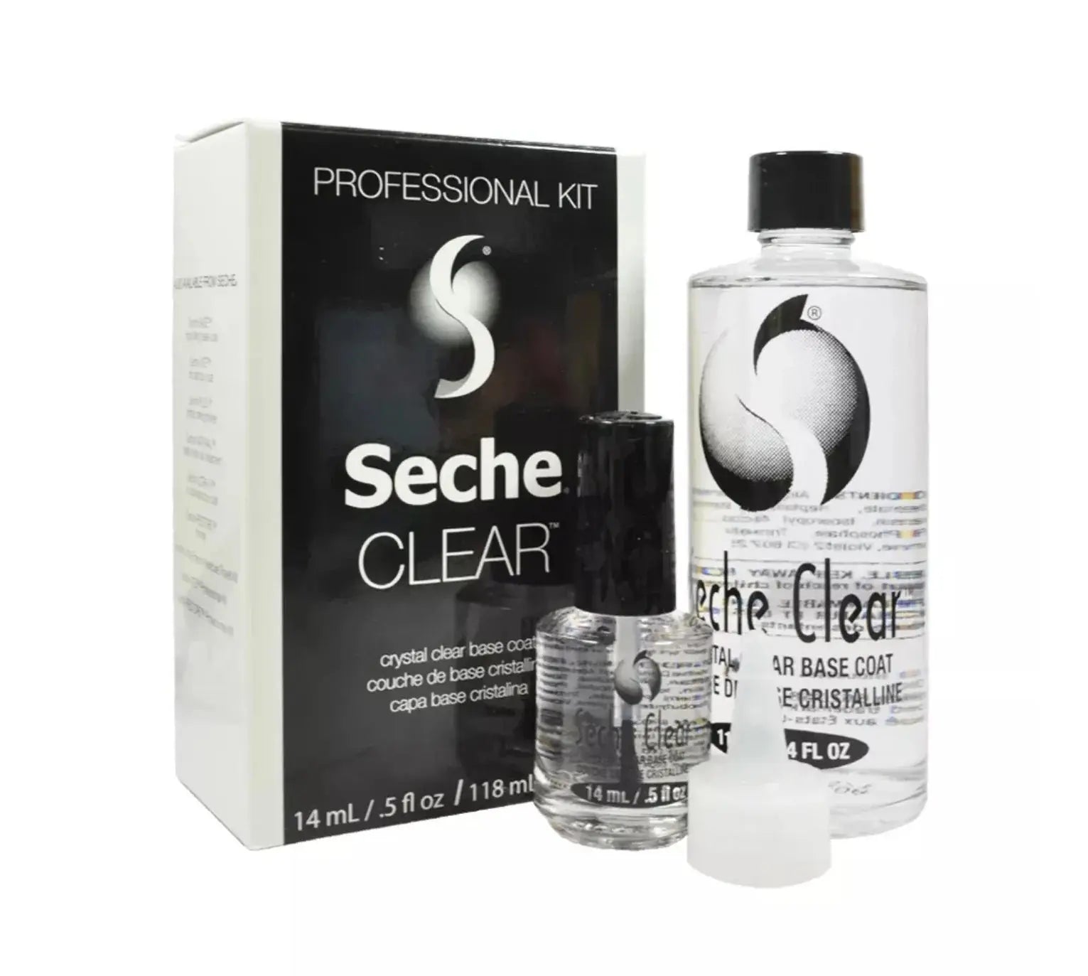 Seche Vite Crystal Clear Base Coat Refill 4 oz + Base coat 0.5 oz (Black) Seche ViTe