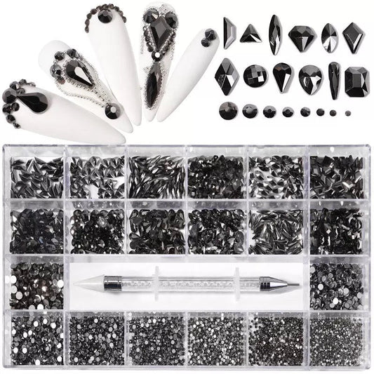 Luxury Glass Rhinestone Black Crystal Set Box Multiple Size Beyond Beauty Page