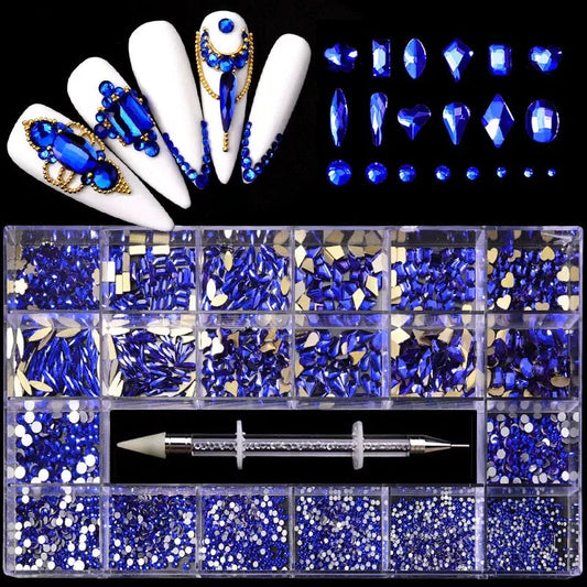 Luxury Glass Rhinestone Blue Crystal Set Box Multiple Size Beyond Beauty Page