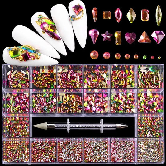Luxury Glass Rhinestone Flame Crystal Set Box Multiple Size Beyond Beauty Page